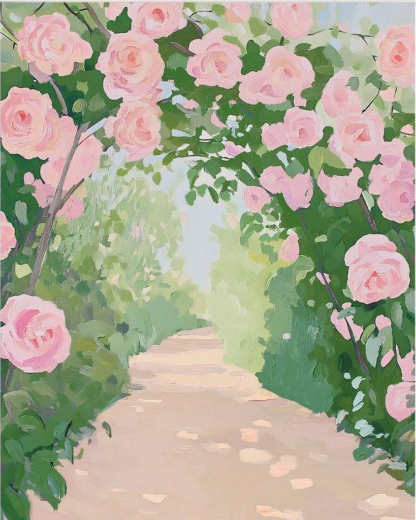 pink roses and path Bonnie Bonsall 